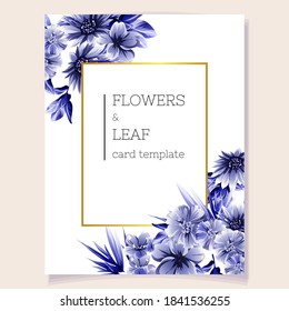 Invitation greeting card with floral background. Wedding invitation, thank you card, save the date cards.