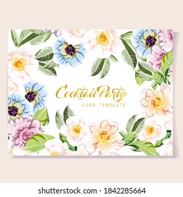 Invitation greeting card with floral background. Wedding invitation, thank you card, save the date cards.