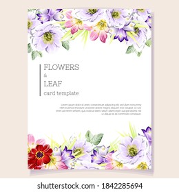 Invitation greeting card with floral background. Wedding invitation, thank you card, save the date cards.
