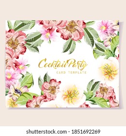Invitation greeting card with floral background. Wedding invitation, thank you card, save the date cards.