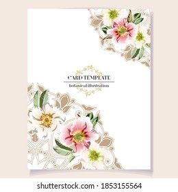 Invitation greeting card with floral background. Wedding invitation, thank you card, save the date cards.