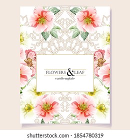 Invitation greeting card with floral background. Wedding invitation, thank you card, save the date cards.