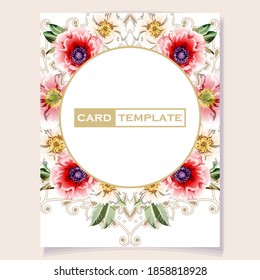 Invitation greeting card with floral background. Wedding invitation, thank you card, save the date cards.