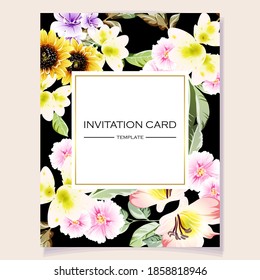 Invitation greeting card with floral background. Wedding invitation, thank you card, save the date cards.