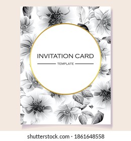 Invitation greeting card with floral background. Wedding invitation, thank you card, save the date cards.
