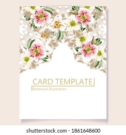 Invitation greeting card with floral background. Wedding invitation, thank you card, save the date cards.