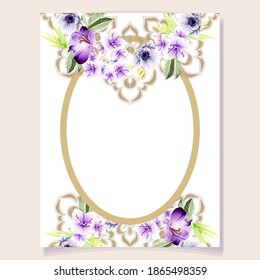 Invitation greeting card with floral background. Wedding invitation, thank you card, save the date cards.