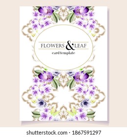 Invitation greeting card with floral background. Wedding invitation, thank you card, save the date cards.