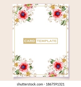 Invitation greeting card with floral background. Wedding invitation, thank you card, save the date cards.