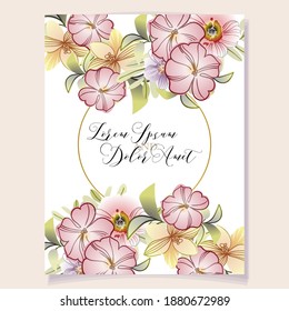 Invitation greeting card with floral background. Wedding invitation, thank you card, save the date cards.