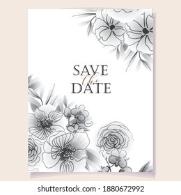 Invitation greeting card with floral background. Wedding invitation, thank you card, save the date cards.