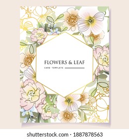 Invitation greeting card with floral background. Wedding invitation, thank you card, save the date cards.