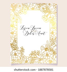 Invitation greeting card with floral background. Wedding invitation, thank you card, save the date cards.