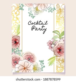 Invitation greeting card with floral background. Wedding invitation, thank you card, save the date cards.