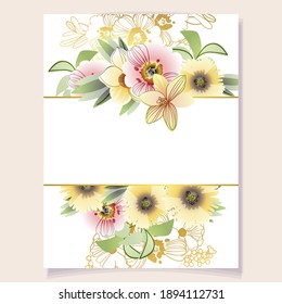 Invitation greeting card with floral background. Wedding invitation, thank you card, save the date cards.