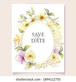 Invitation greeting card with floral background. Wedding invitation, thank you card, save the date cards.