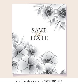 Invitation greeting card with floral background. Wedding invitation, thank you card, save the date cards.