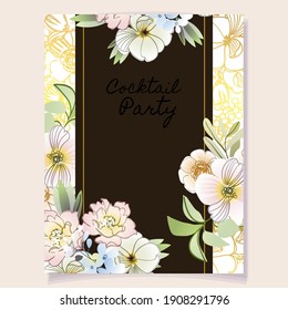 Invitation greeting card with floral background. Wedding invitation, thank you card, save the date cards.