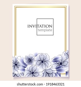 Invitation greeting card with floral background. Wedding invitation, thank you card, save the date cards.