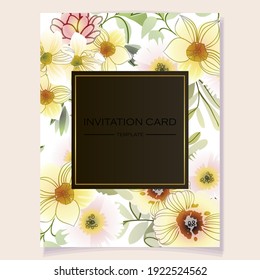 Invitation greeting card with floral background. Wedding invitation, thank you card, save the date cards.