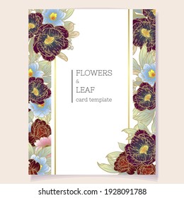Invitation greeting card with floral background. Wedding invitation, thank you card, save the date cards.