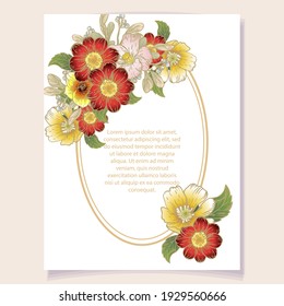 Invitation greeting card with floral background. Wedding invitation, thank you card, save the date cards.