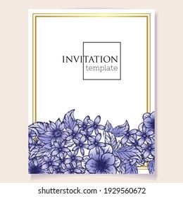 Invitation greeting card with floral background. Wedding invitation, thank you card, save the date cards.