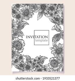 Invitation greeting card with floral background. Wedding invitation, thank you card, save the date cards.