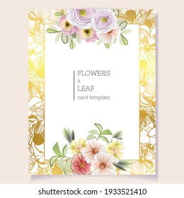 Invitation greeting card with floral background. Wedding invitation, thank you card, save the date cards.