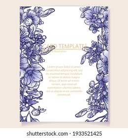 Invitation greeting card with floral background. Wedding invitation, thank you card, save the date cards.
