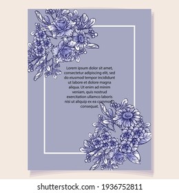 Invitation greeting card with floral background. Wedding invitation, thank you card, save the date cards.