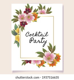 Invitation greeting card with floral background. Wedding invitation, thank you card, save the date cards.