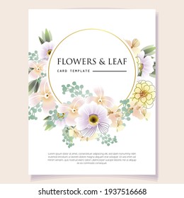 Invitation greeting card with floral background. Wedding invitation, thank you card, save the date cards.