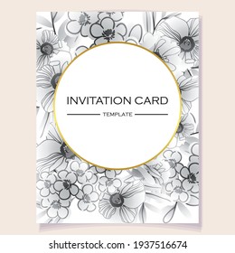 Invitation greeting card with floral background. Wedding invitation, thank you card, save the date cards.