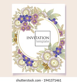 Invitation greeting card with floral background. Wedding invitation, thank you card, save the date cards.