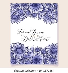 Invitation greeting card with floral background. Wedding invitation, thank you card, save the date cards.