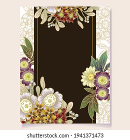 Invitation greeting card with floral background. Wedding invitation, thank you card, save the date cards.