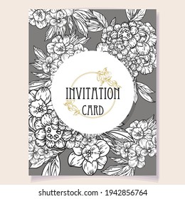 Invitation greeting card with floral background. Wedding invitation, thank you card, save the date cards.