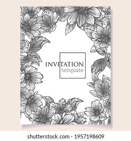 Invitation greeting card with floral background. Wedding invitation, thank you card, save the date cards.