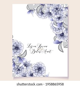 Invitation greeting card with floral background. Wedding invitation, thank you card, save the date cards.