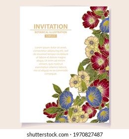 Invitation greeting card with floral background. Wedding invitation, thank you card, save the date cards.