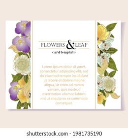 Invitation greeting card with floral background. Wedding invitation, thank you card, save the date cards.