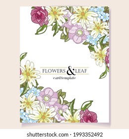 Invitation greeting card with floral background. Wedding invitation, thank you card, save the date cards.