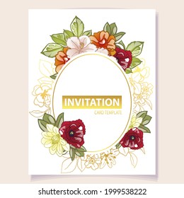 Invitation greeting card with floral background. Wedding invitation, thank you card, save the date cards.