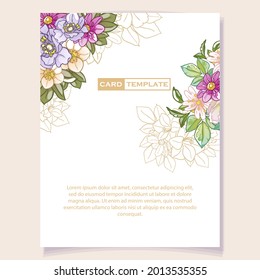 Invitation greeting card with floral background. Wedding invitation, thank you card, save the date cards.