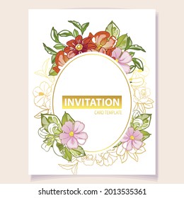Invitation greeting card with floral background. Wedding invitation, thank you card, save the date cards.