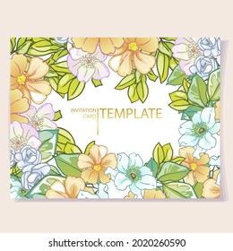 Invitation greeting card with floral background. Wedding invitation, thank you card, save the date cards.