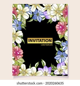Invitation greeting card with floral background. Wedding invitation, thank you card, save the date cards.