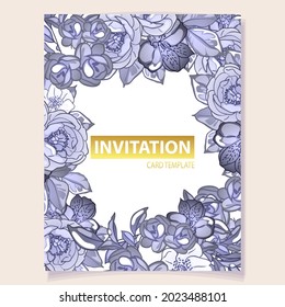 Invitation greeting card with floral background. Wedding invitation, thank you card, save the date cards.