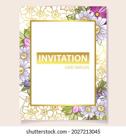 Invitation greeting card with floral background. Wedding invitation, thank you card, save the date cards.